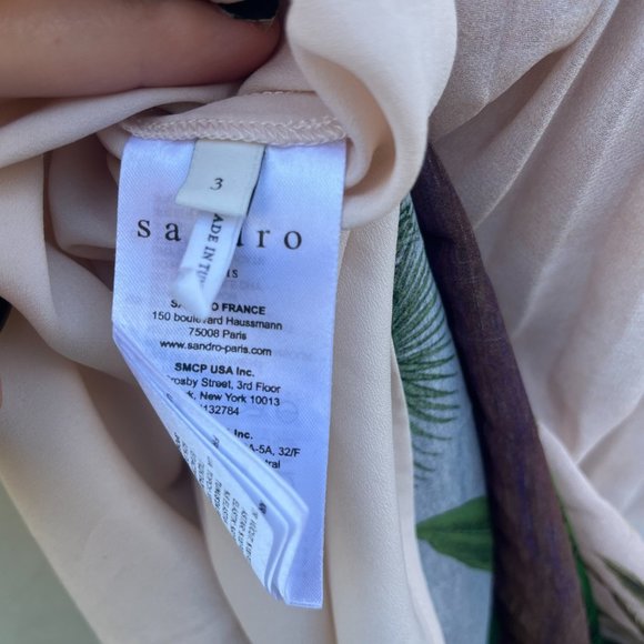 Sandro Paris Pleated Maxi Skirt Sz 3 Tropical Pattern Lined - Picture 9 of 10